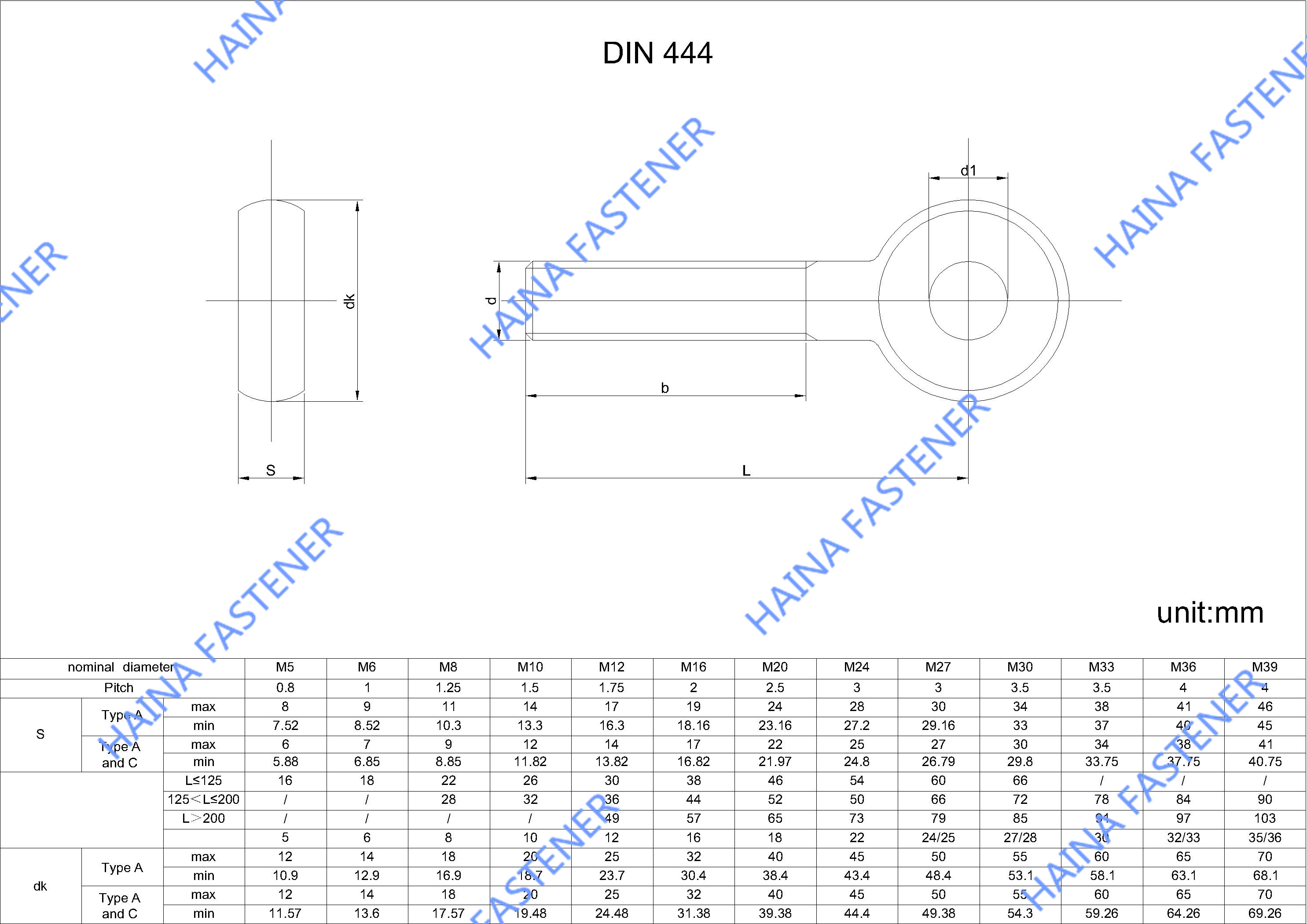 DIN444 有眼螺栓