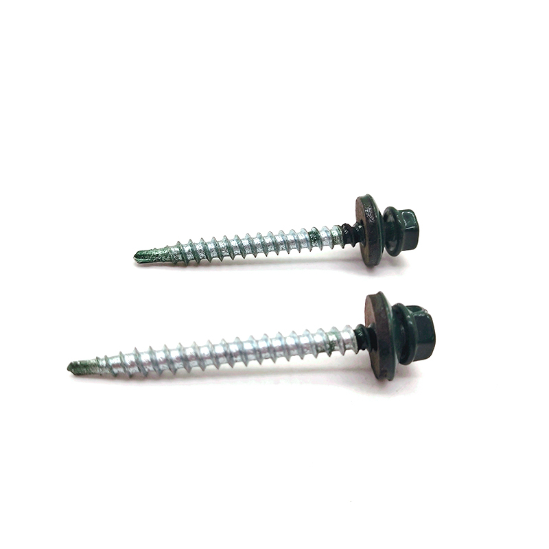 Paint Spraying Carbon Steel Hex Flange Drilling Screw with Tapping Screw Thread 