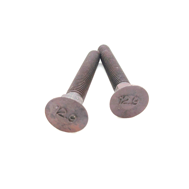 Long Blackened Carbon Steel Flat Head Coach Bolt