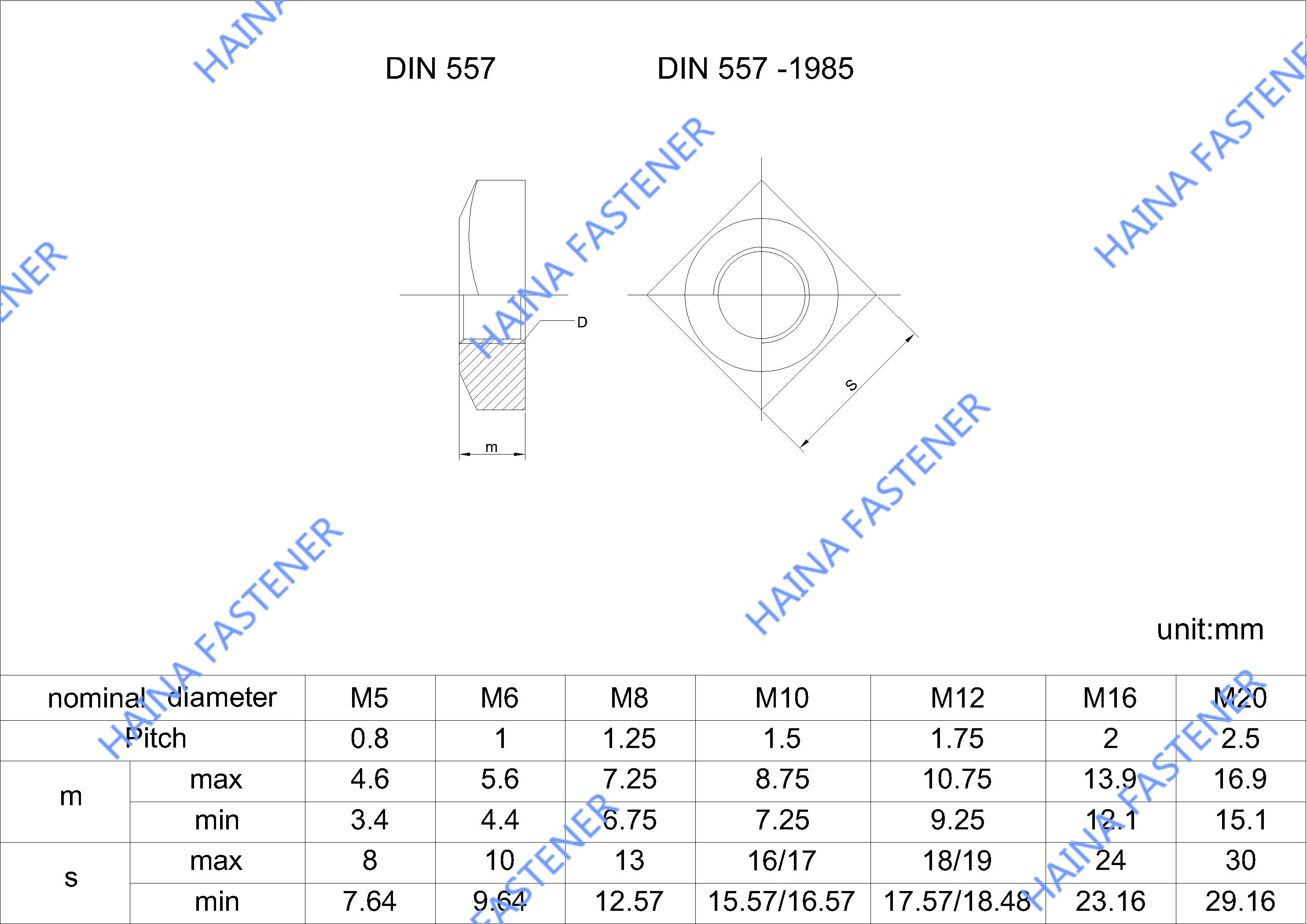 DIN557四方螺母