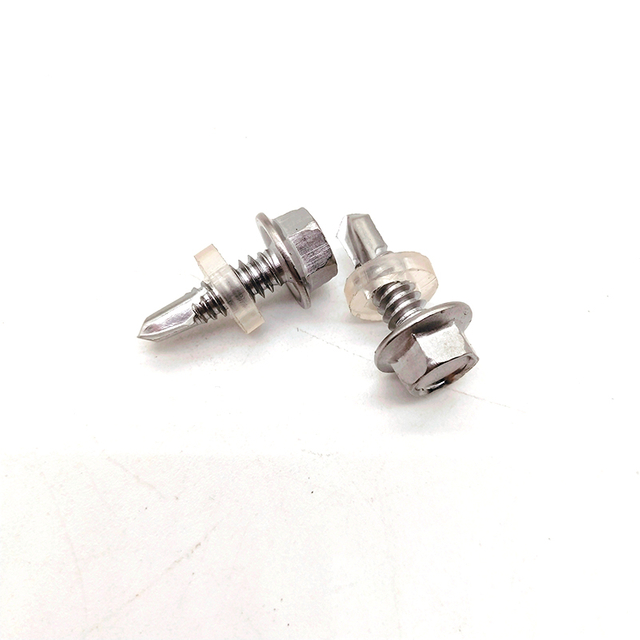 Stainless Steel SS304/A2 Hex Flange Head Self Drilling Screw with Plastic Washer