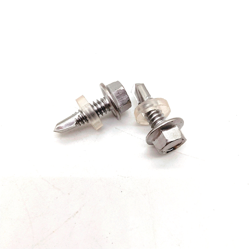 Stainless Steel SS304/A2 Hex Flange Head Self Drilling Screw with Plastic Washer