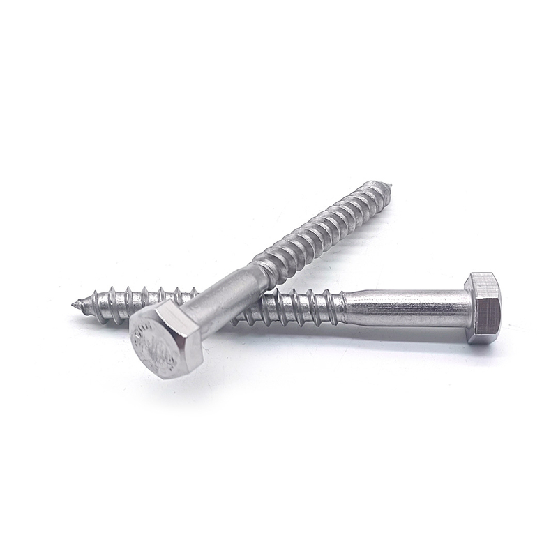High Quality DIN571 Stainless Steel 304 Hex Head Coach Screws Wood Screws