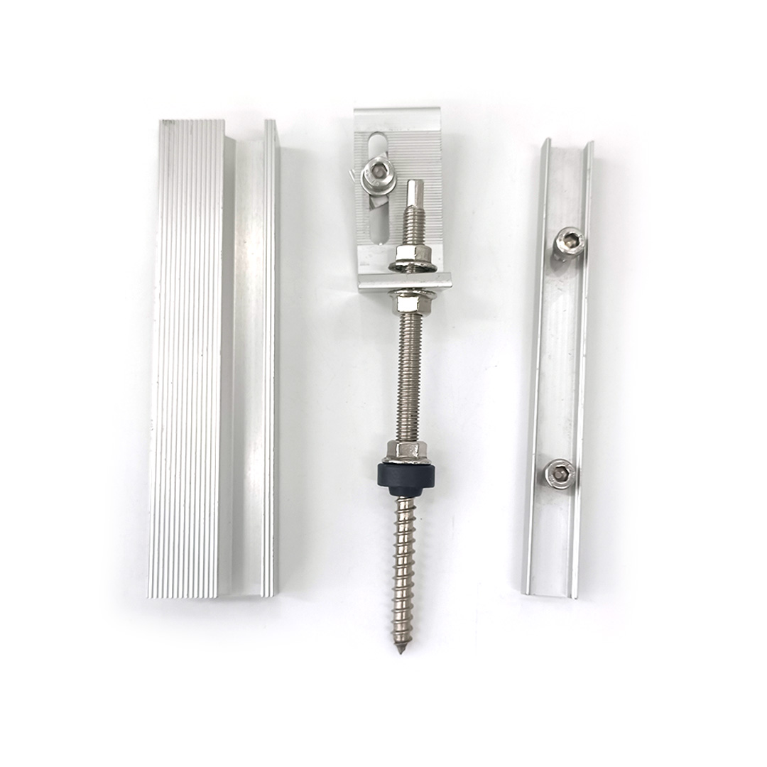 Solar Aluminum Panel Mounting Rail with Hanger Bolt And L Foot Clamp Brackets
