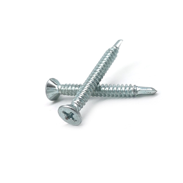 Blue White Zinc Plated Carbon Steel Cross Recessed Countersunk Head DIN7504P Self Drilling Screws
