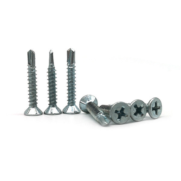 Blue White Zinc Plated Carbon Steel Cross Recessed Countersunk Head DIN7504P Self Drilling Screws