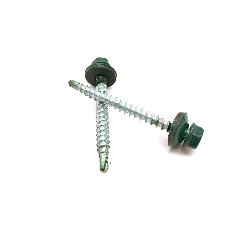 Paint Spraying Carbon Steel Hex Flange Drilling Screw with Tapping Screw Thread 