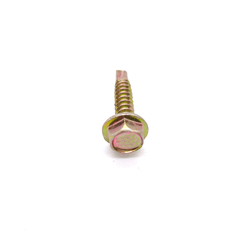 Yellow Zinc Plating Carbon Steel Hex Flange Head Drilling Screw with Tapping Screw Thread 