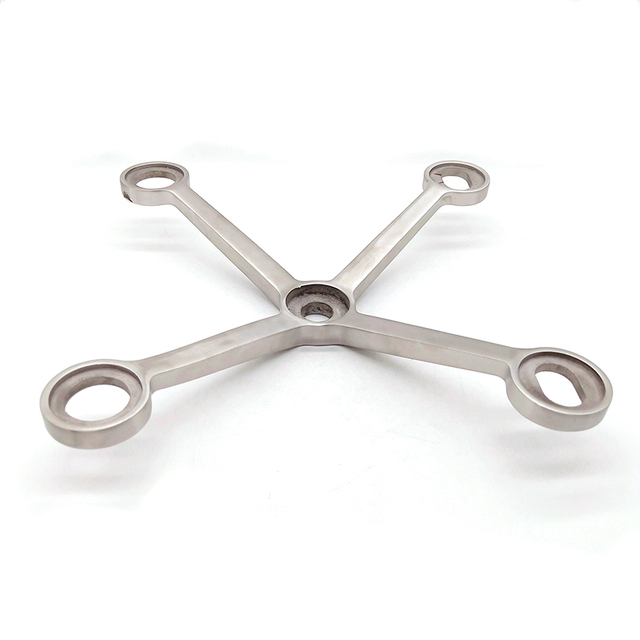 SS304 Stainless Steel 4 Arms Curtain Wall Spider Glass Fittings