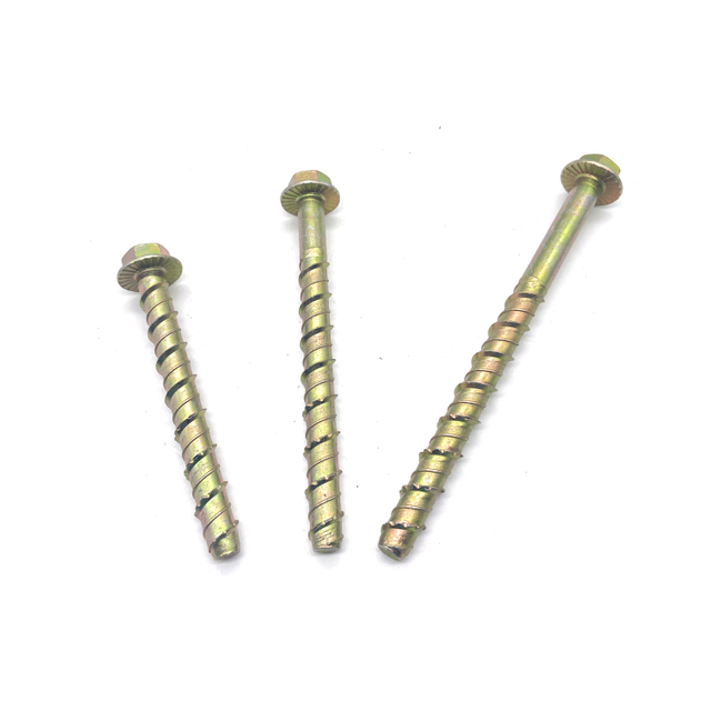 Yellow Zinc Plated Galvanised Carbon Steel 4.8 5.8 Hex Flange Head Concrete Screw Bolt