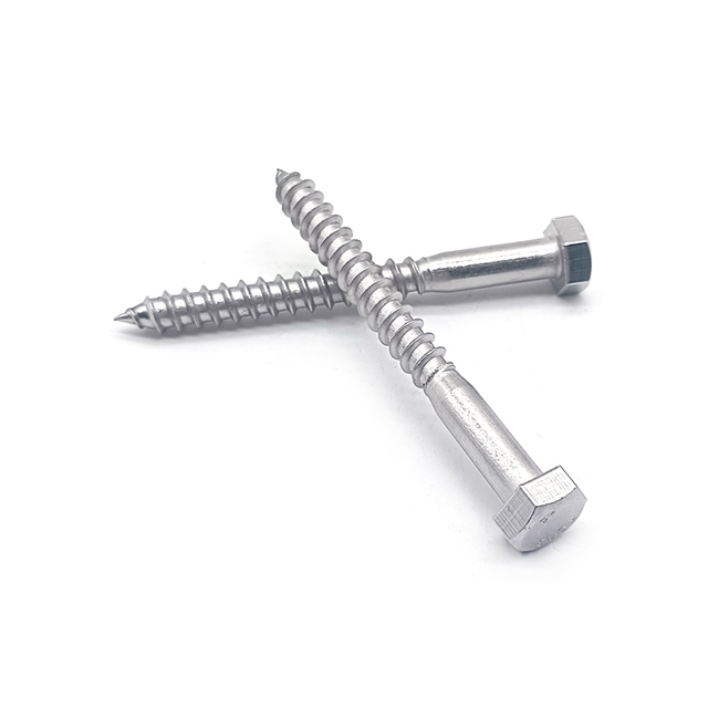 High Quality DIN571 Stainless Steel 304 Hex Head Coach Screws Wood Screws