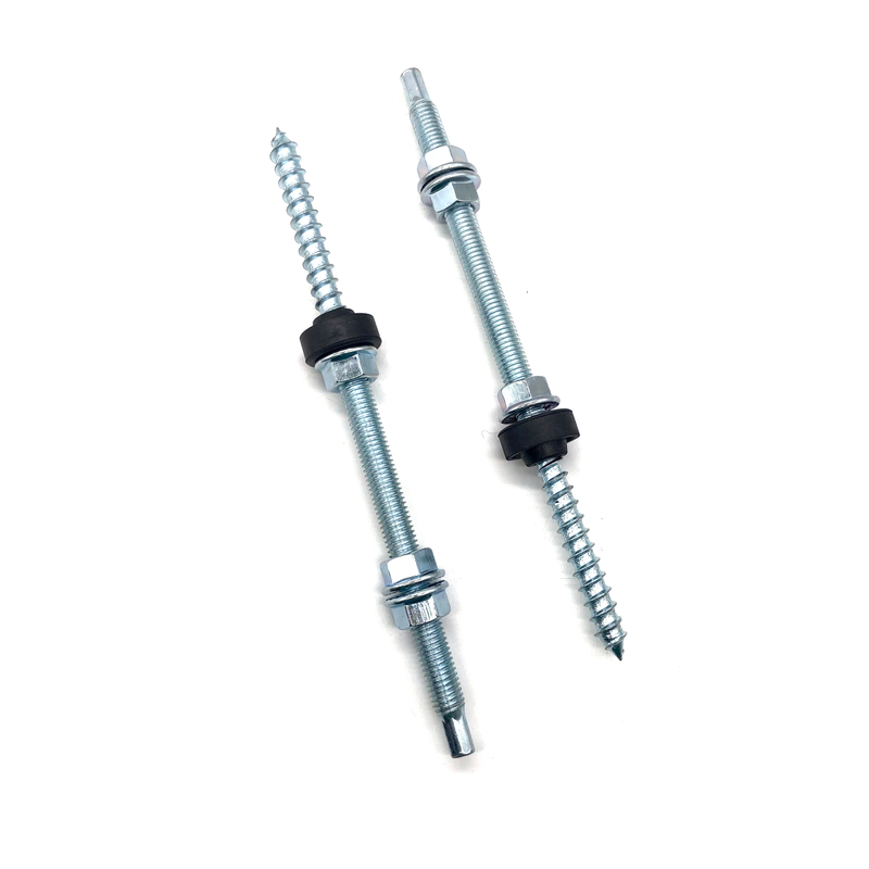 Carbon Steel C1022 Dowel Screw Hanger Bolts with Three Flange Nuts for Wood