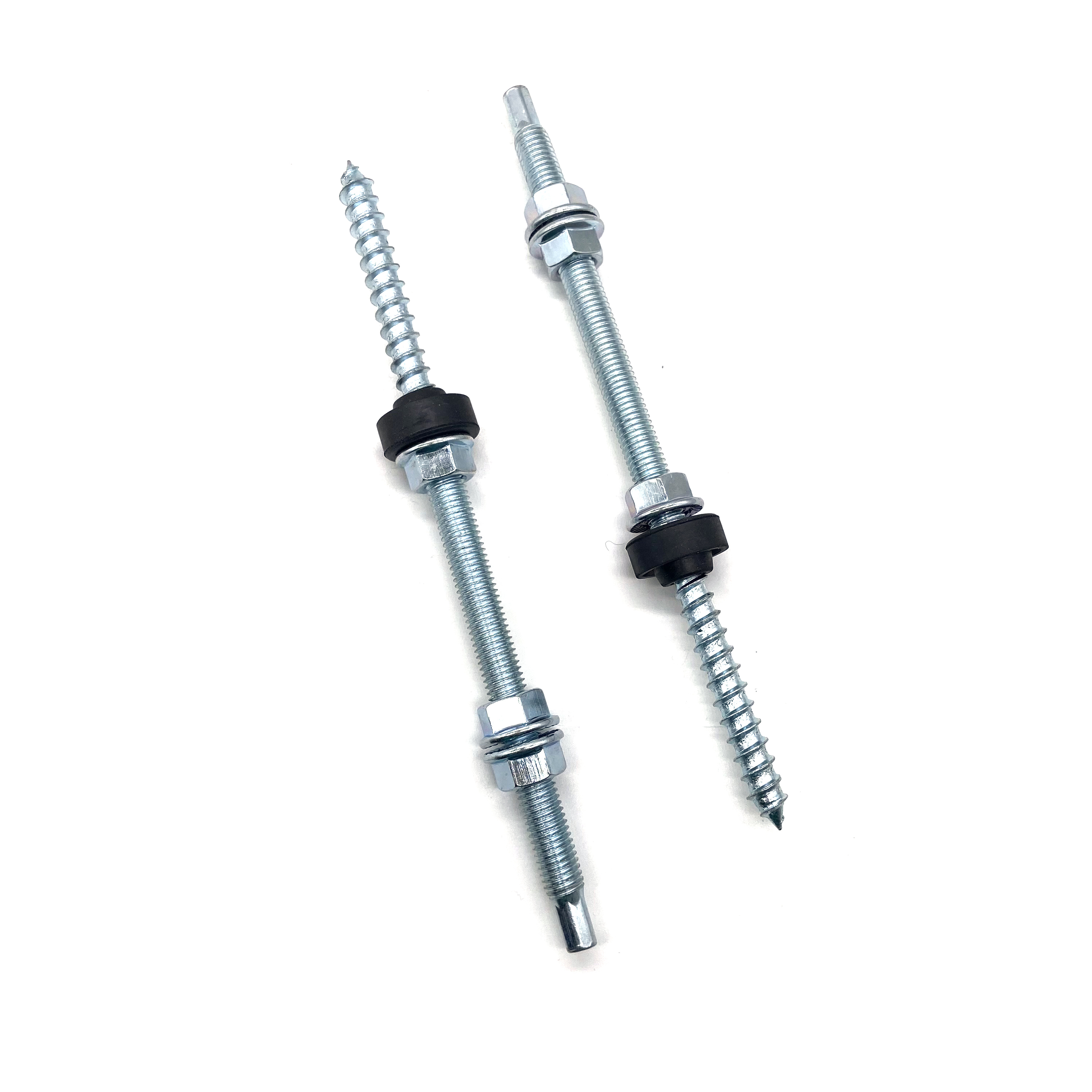 Carbon Steel C1022 Dowel Screw Hanger Bolts with Three Flange Nuts for Wood