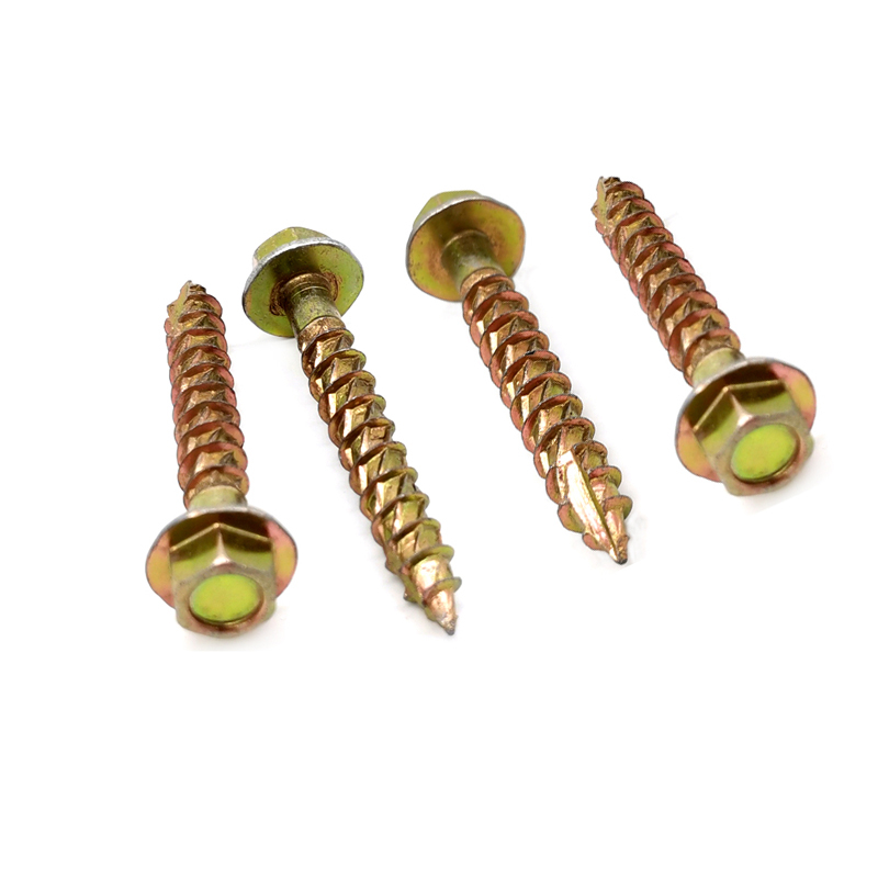 Carbon Steel Grade 6.8/8.8 Yellow Zinc Plated Hex Flange Head Cutting Self-tapping Screw