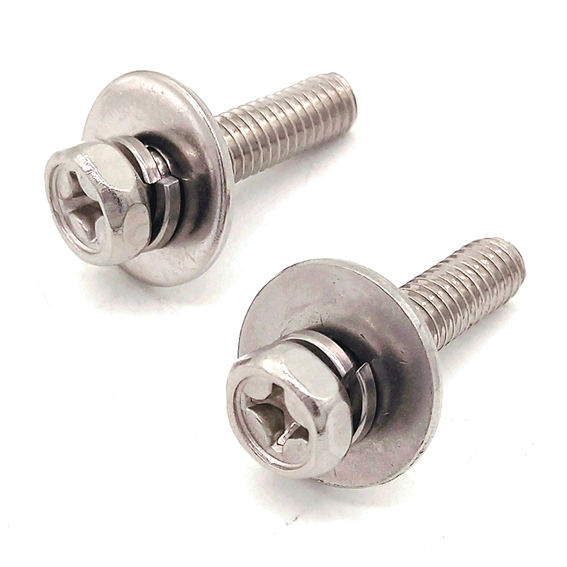 Factory Stainless Steel Cross Hex Head Recessed Machine Screw with Washer Combination Screw