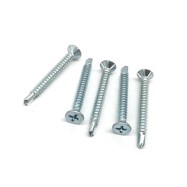 Blue White Zinc Plated Carbon Steel Cross Recessed Countersunk Head DIN7504P Self Drilling Screws