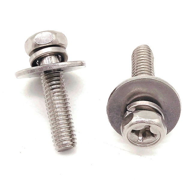 Factory Stainless Steel Cross Hex Head Recessed Machine Screw with Washer Combination Screw