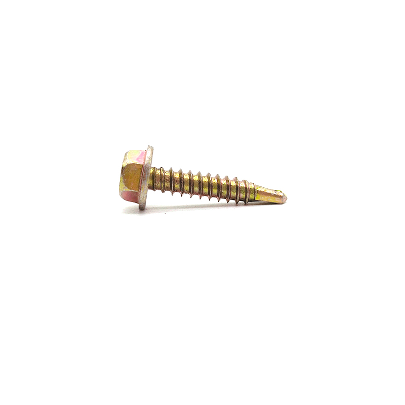 Yellow Zinc Plating Carbon Steel Hex Flange Head Drilling Screw with Tapping Screw Thread 
