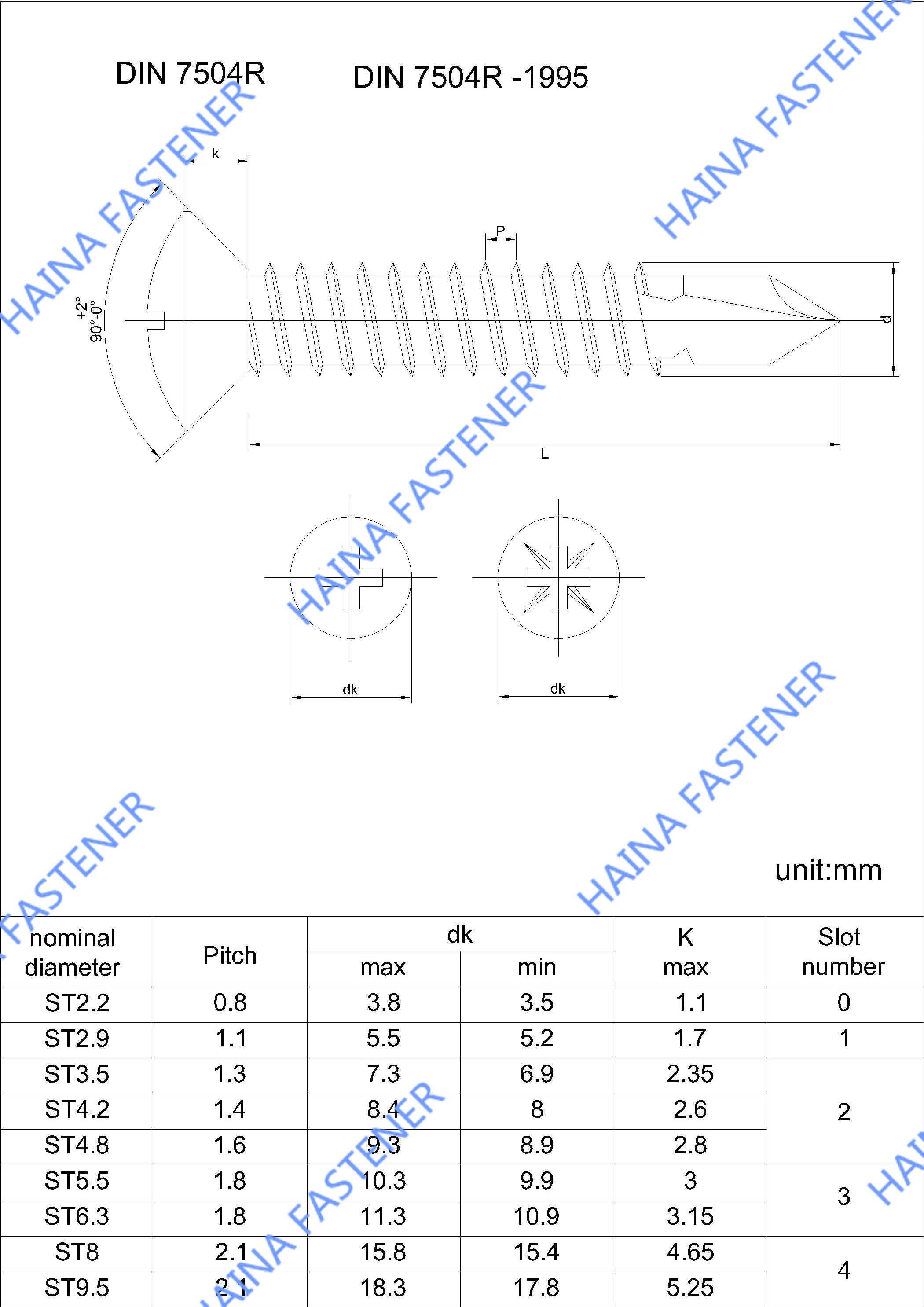 DIN7504R drilling screw