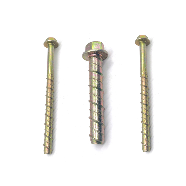 Carbon Steel Hex Flange Head Yellow Zinc Plated Cement Concrete Screw Bolt