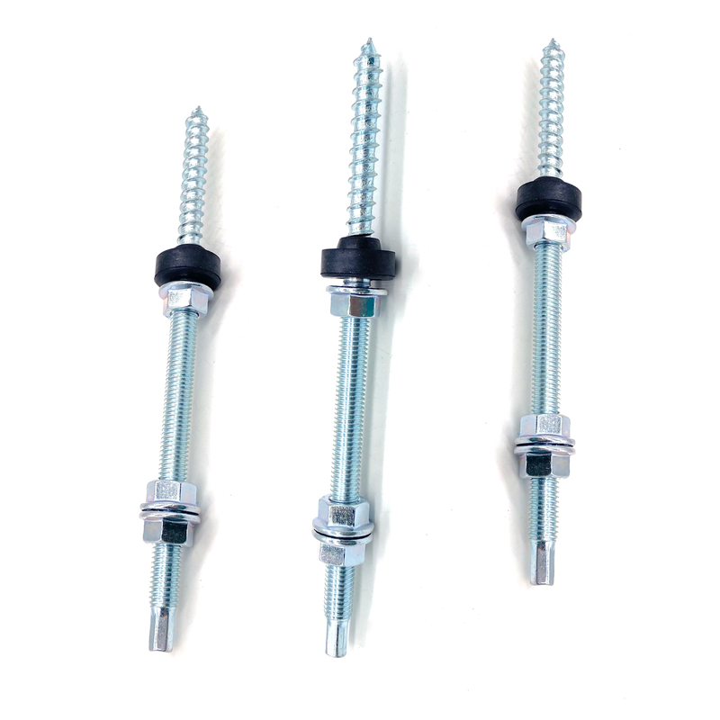 Carbon Steel C1022 Dowel Screw Hanger Bolts with Three Flange Nuts for Wood
