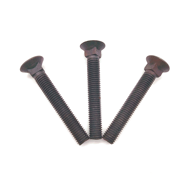 Long Blackened Carbon Steel Flat Head Coach Bolt