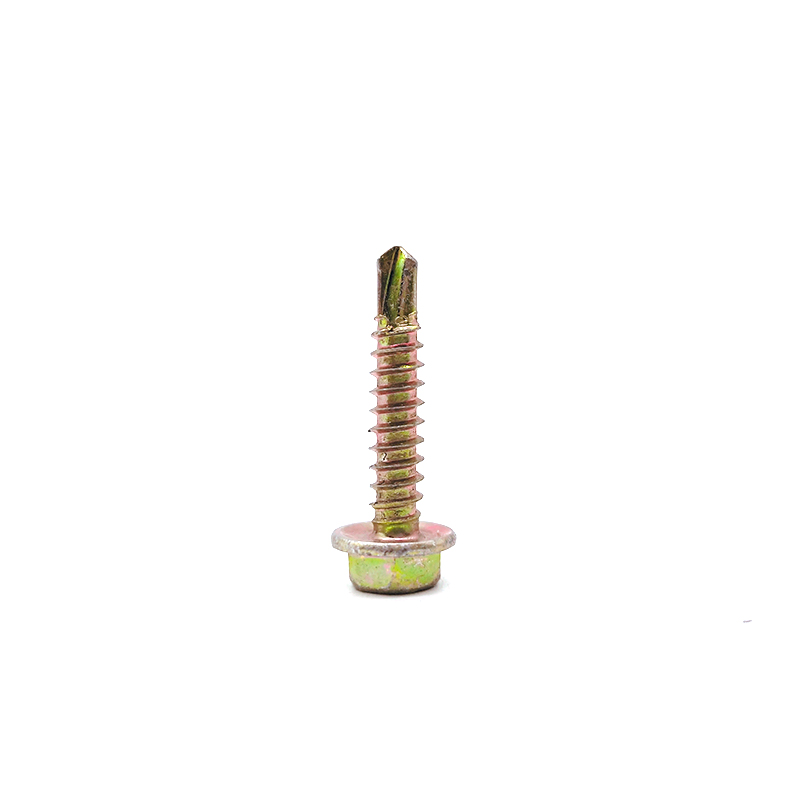 Yellow Zinc Plating Carbon Steel Hex Flange Head Drilling Screw with Tapping Screw Thread 