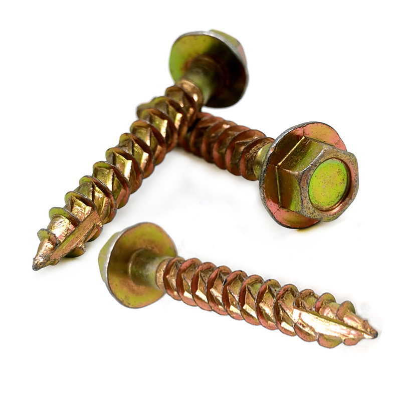 Carbon Steel Grade 6.8/8.8 Yellow Zinc Plated Hex Flange Head Cutting Self-tapping Screw