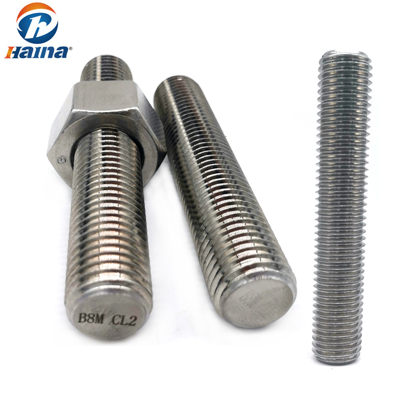 A193 B8M CL2 Solid Solution Stainless Steel Full Threaded Rod With Nut