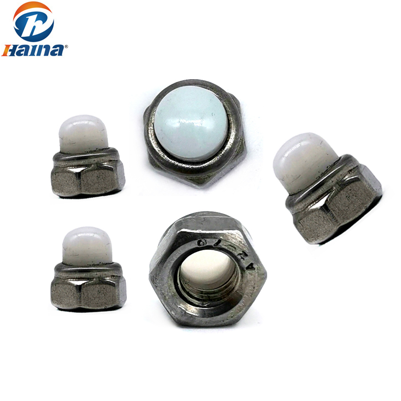 OEM Stainless Steel SS304 / 316 Hexagon Domed White Nylon Cap Nuts