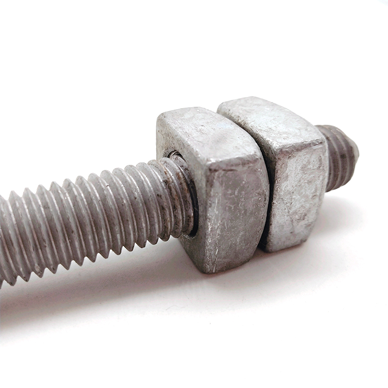 Grade 2 Hot Dip Galvanized Full Thread Conical Head Arming Bolt with Four Square Nuts for Electric Power