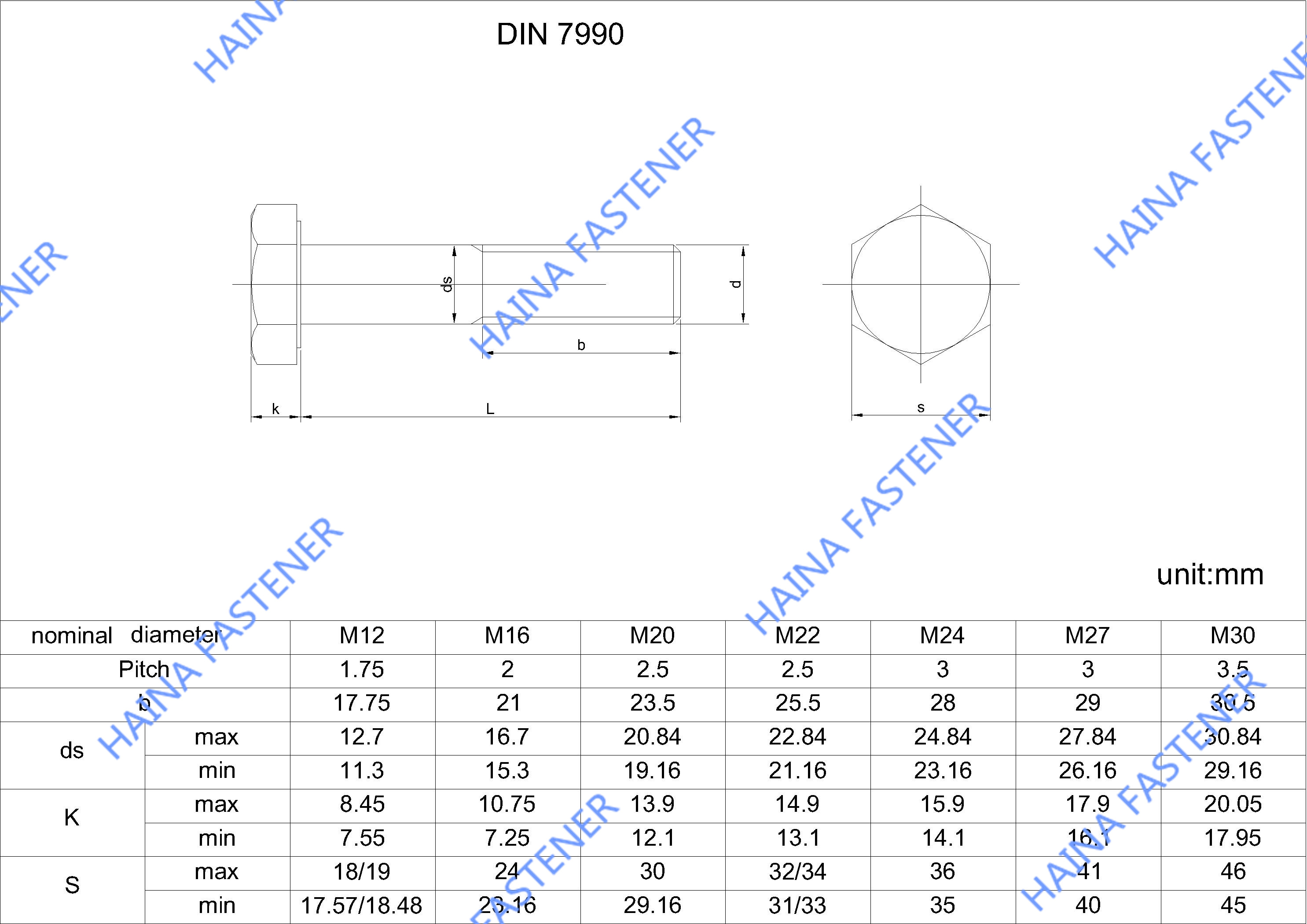 DIN7990 钢结构六角螺栓