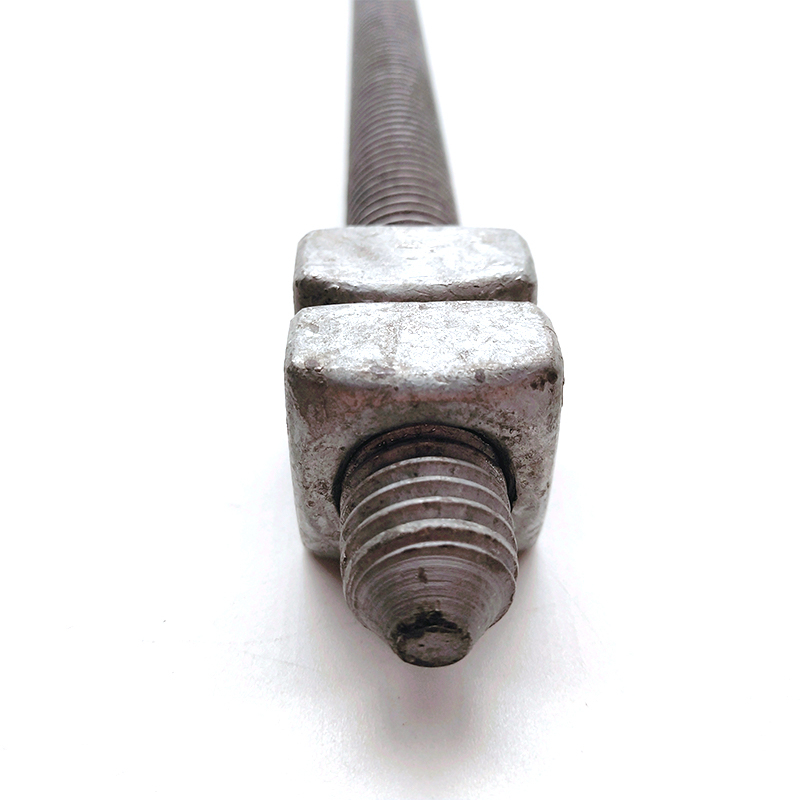 Grade 2 Hot Dip Galvanized Full Thread Conical Head Arming Bolt with Four Square Nuts for Electric Power