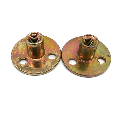 Yellow Zinc Plated Blind Rivets Nuts With Three Hole / Round Base M10 T Type Tee Nut