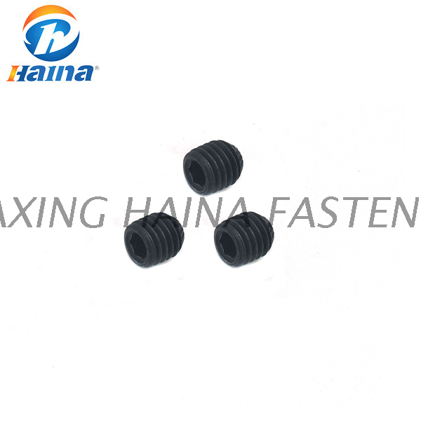 DIN914 black zinc plated hex grooved end with knurled set screws