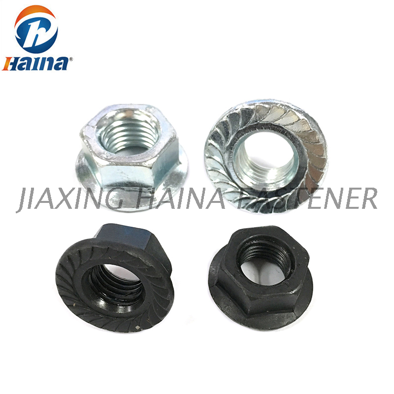 Zinc Plated Grade 4, Garde 8 Hex Flange Serrated Nut- DIN6923