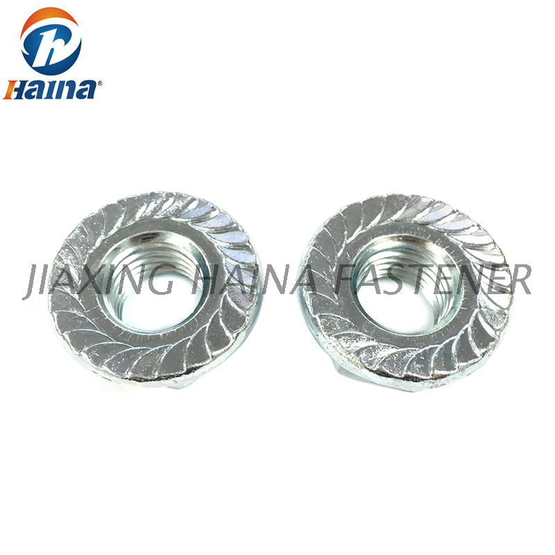 Zinc Plated Grade 4, Garde 8 Hex Flange Serrated Nut- DIN6923