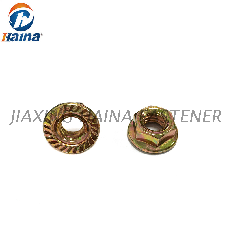 DIN6923 Color Zinc Plated Carbon Steel Hex Flange Nuts With Serrated 