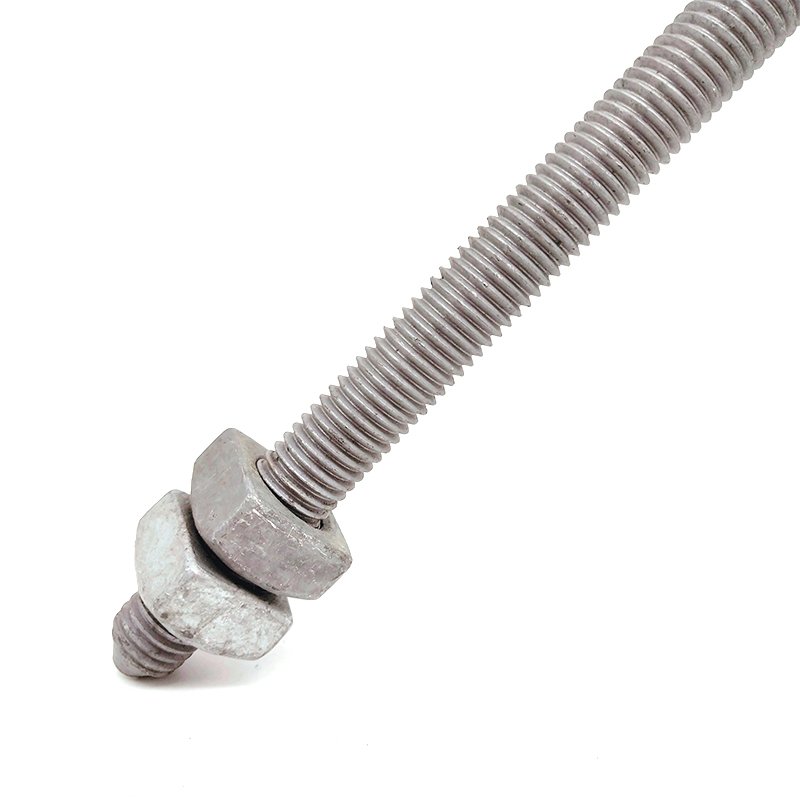 Grade 2 Hot Dip Galvanized Full Thread Conical Head Arming Bolt with Four Square Nuts for Electric Power